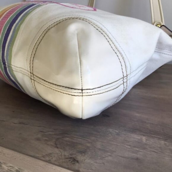 Coach Poppy Legacy Rainbow Striped Sequin Tote Bag, 3 Hangtags Model No. 19615 - Picture 8 of 13